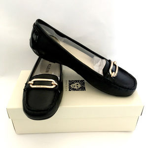 NWT ANNE KLEIN "Noris" Black Leather Loafers 10M